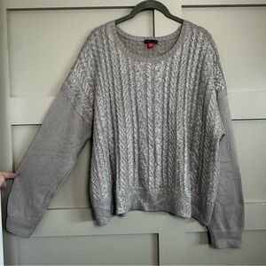 Vince Camuto Cable Knit Long Sleeve Sweater Gray Women's Size XL